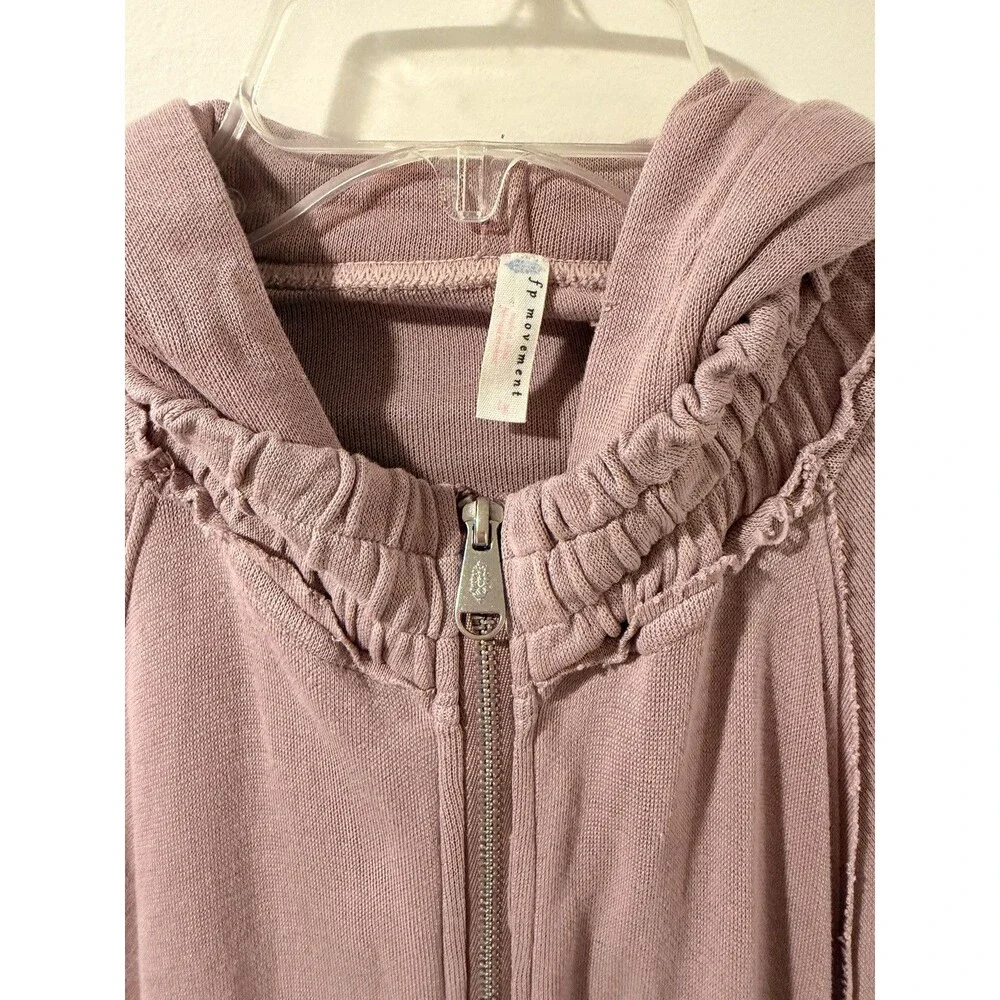 Free People Movement Trekking Out Full Zip Up Hoodie Mauve Pink Size Large